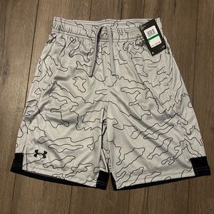 Gray and Black Under Armour Shorts, Youth Large